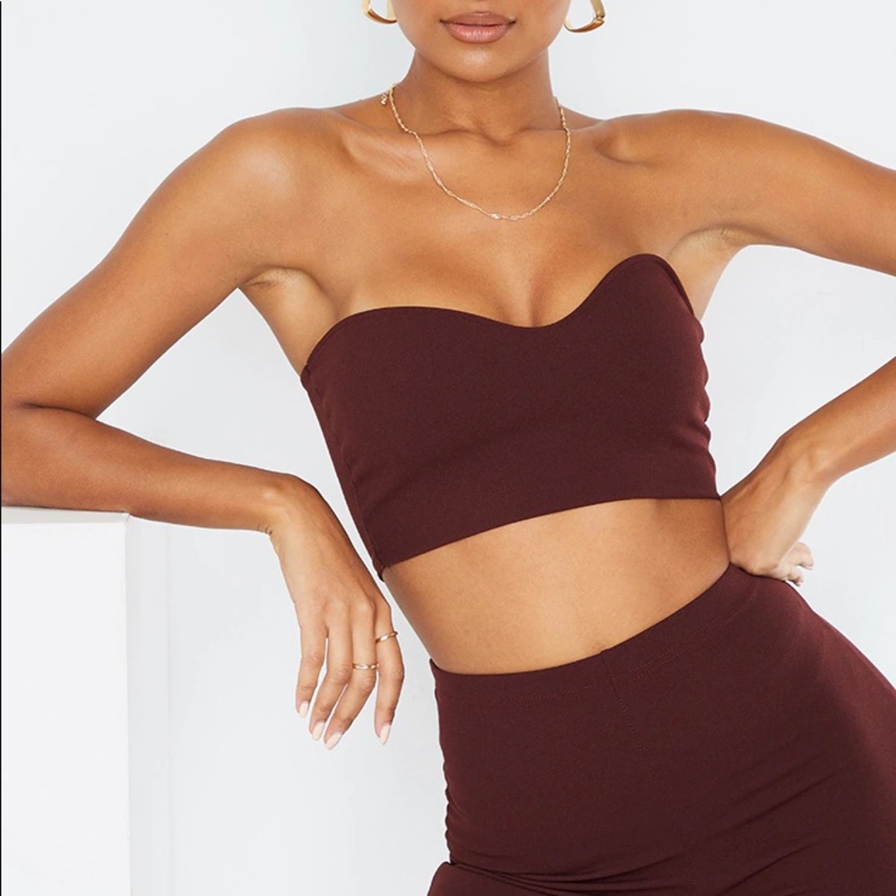 Chocolate brown sweetheart crop top